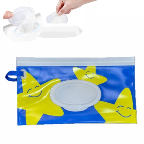 Estuche Porta Pañito Azul Estrellas Amarillas