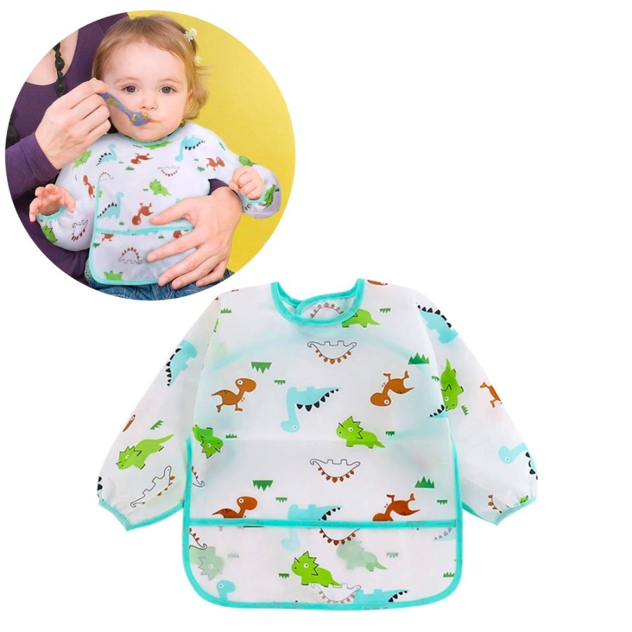 Babero Mangas Largas Impermeable Dinosaurio 2-4 Años