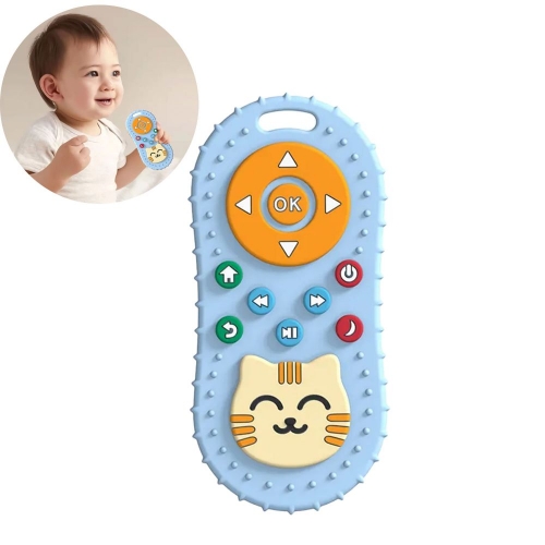 Masticador Silicón Bebés Control Remoto Celeste