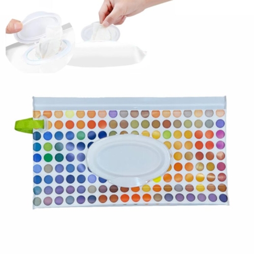 Estuche Porta Pañito Blanco Puntos Colores