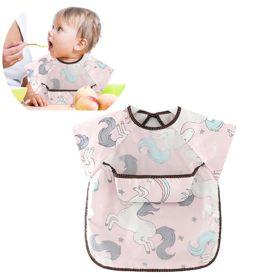 Babero Mangas Cortas Tela Unicornio 2-4 Años