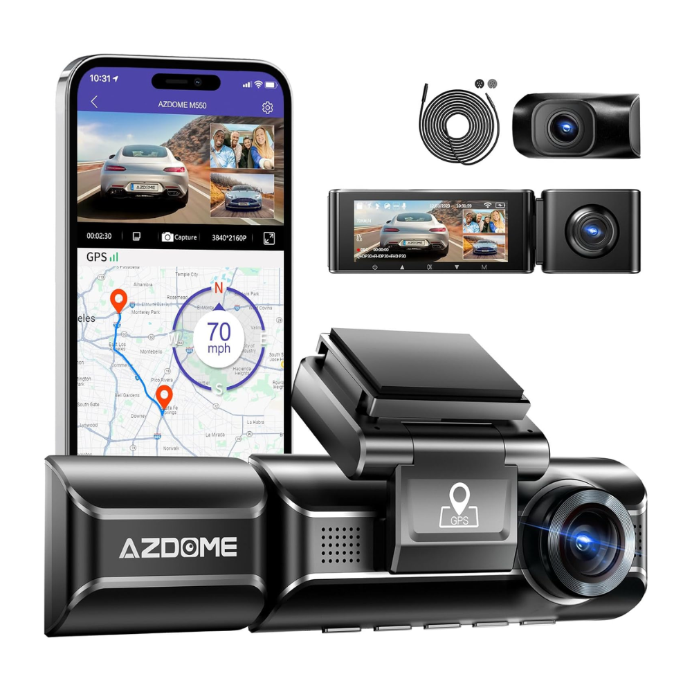 Cámara Dual Delantera y Posterior Para Auto 4K 1080P 64GB M550 Negro