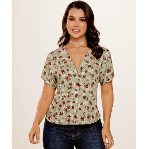 Blusa Estampado Floral Verde
