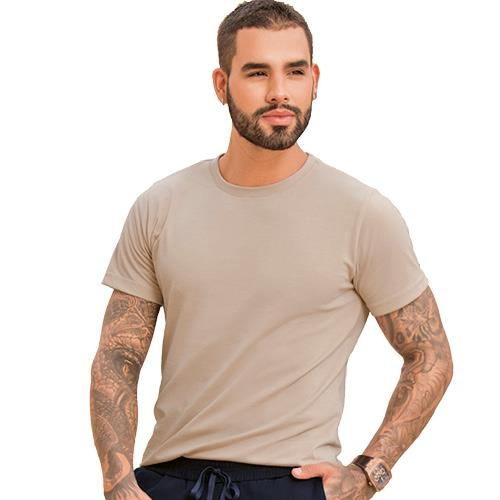 Camiseta Beige Básica Para Hombre Versátil Y Atemporal