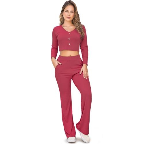 Conjunto Fucsia Top Crop y Pantalón Comodidad y Estilo