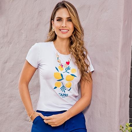 Blusa Blanca Manga Corta Para Mujer Con Estampado Floral
