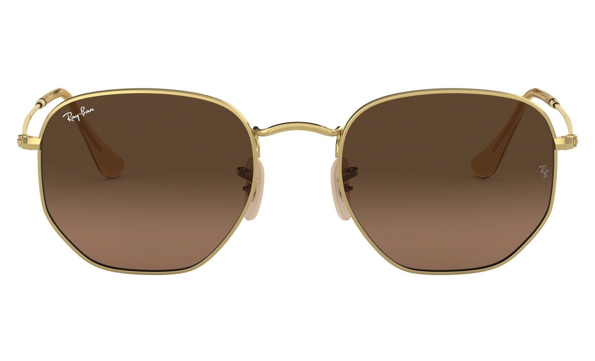 Ray-Ban Gafas de Sol Hexagonales Metal Oro Arista Cristal Marrón RB3548N 912443 51-21