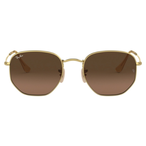 Ray-Ban Gafas de Sol Hexagonales Metal Oro Arista Cristal Marrón RB3548N 912443 51-21