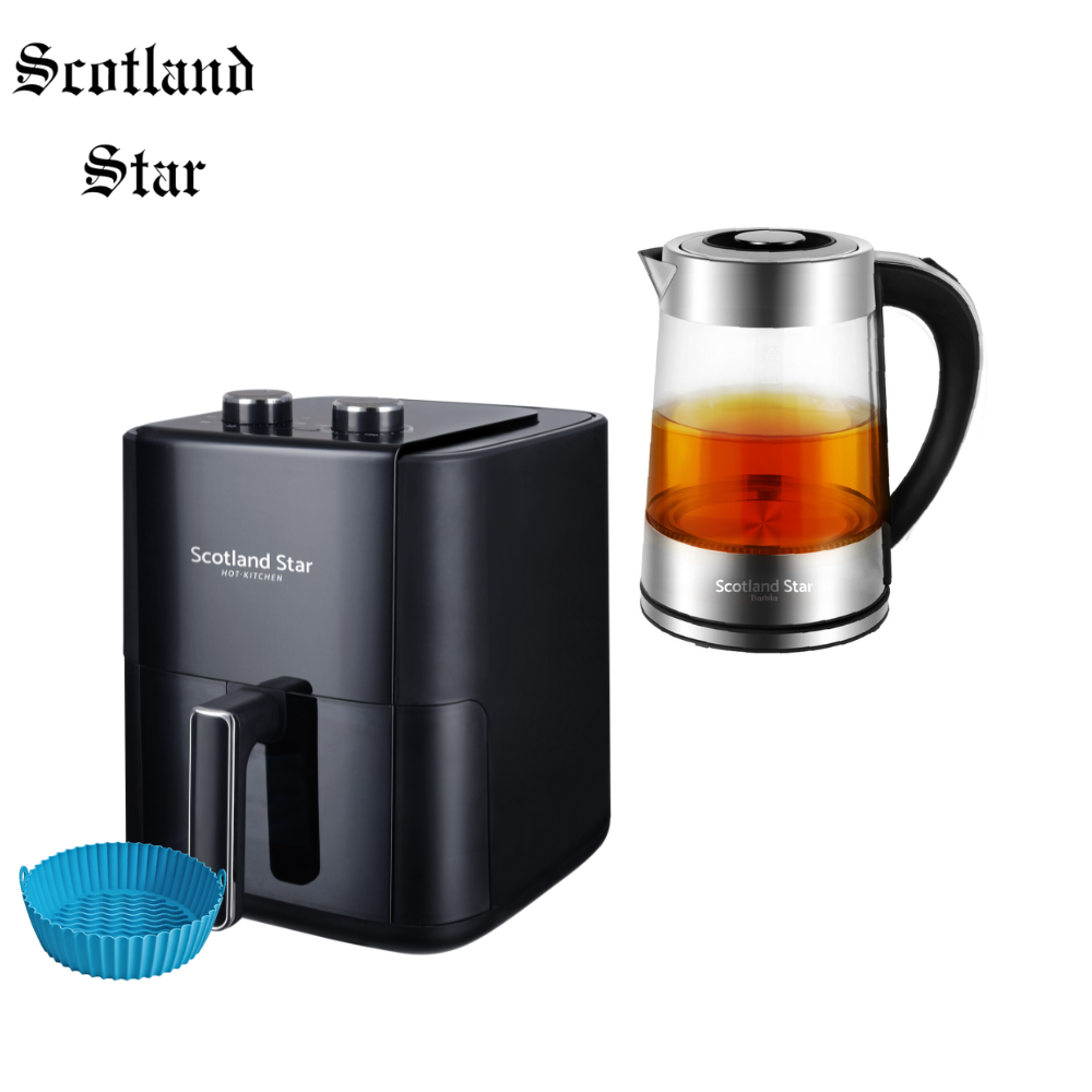 Combo Freidora de Aire HF-501 + Tetera Eléctrica MW-KT02 I Scotland