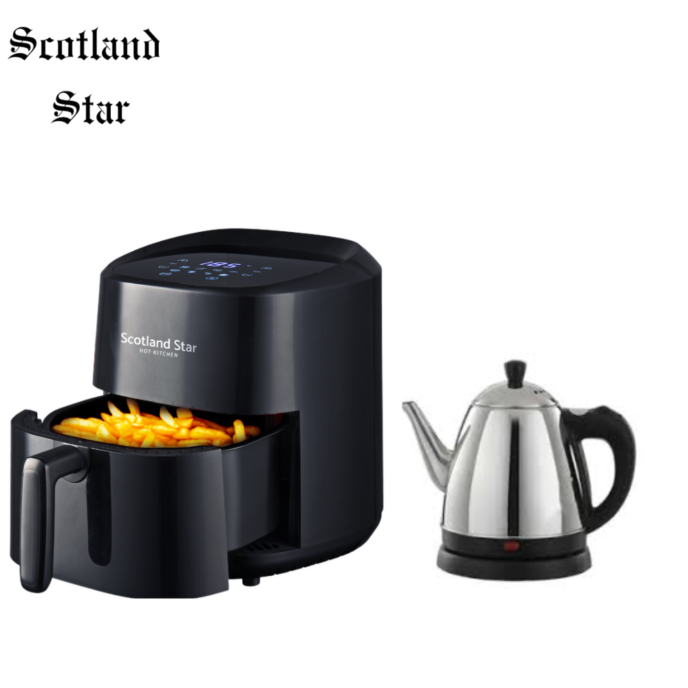 Combo Freidora de Aire HF-302A + Tetera Eléctrica KT25 I Scotland Star