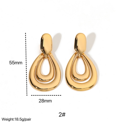 Aretes Colgantes Doble Gota Aro Dorados – Acero Inoxidable 316L | Diseño Geométrico Elegante