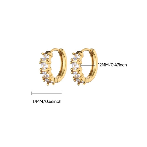 Aretes Huggie con Circonitas Dorados – Acero Inoxidable 304 | Diseño Brillante Pavé
