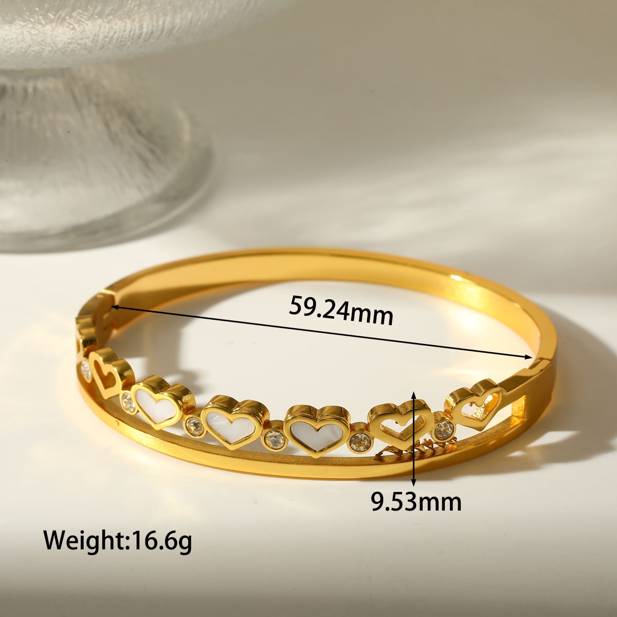 Pulsera Bangle Rígido con Flores y Cristales Dorado – Acero Inoxidable 304 | Diseño Floral Brillante - Imagen 1
