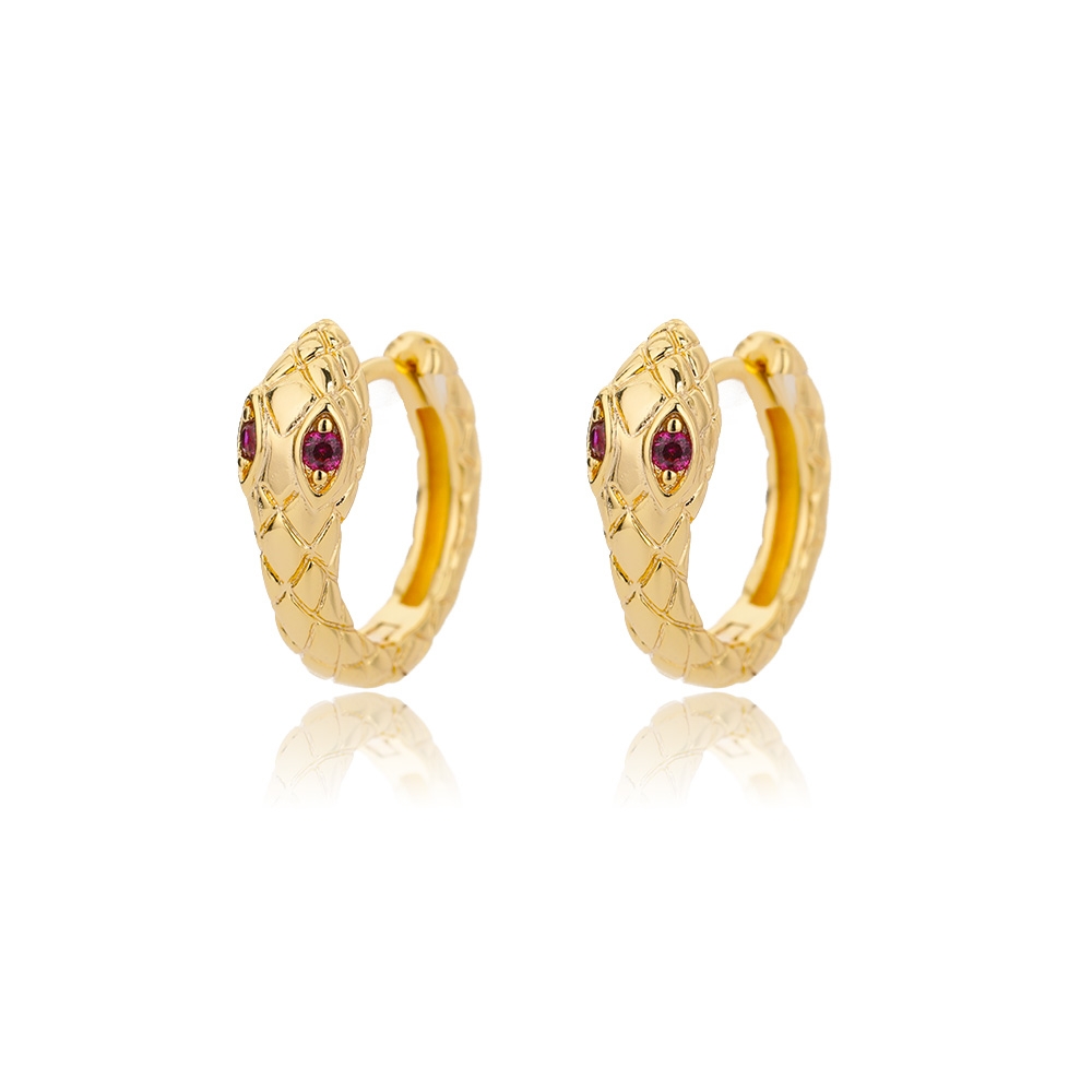 Aretes Huggie con Detalle Piedra Dorados – Acero Inoxidable 304 | Diseño Brillo Diario - Imagen 1