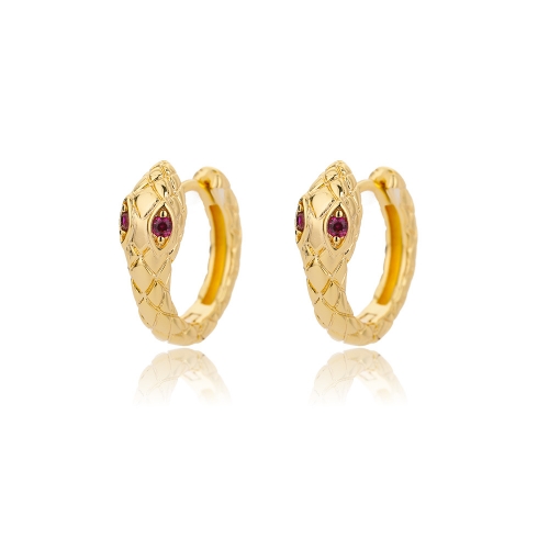 Aretes Huggie con Detalle Piedra Dorados – Acero Inoxidable 304 | Diseño Brillo Diario