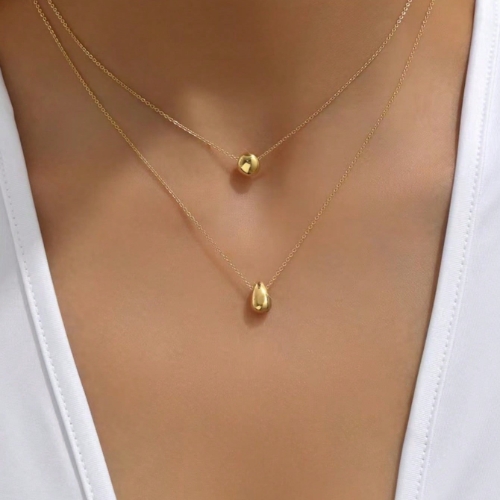 Collar Cadena Fina con Dije Bolita Dorado – Acero Inoxidable 304 | Diseño Minimalista Elegante
