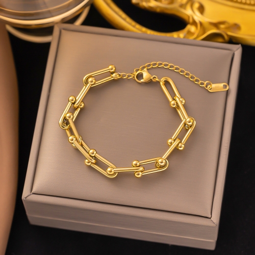 Pulsera Cadena Eslabones Bambú Dorada – Acero Inoxidable 304 | Diseño Articulado Elegante