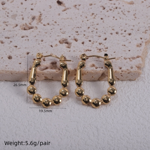 Aretes Argolla con Bolitas Texturizadas Dorados – Acero Inoxidable 316L | Diseño Detallado
