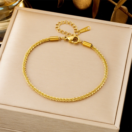 Pulsera Cadena Eslabones Cable Dorada – Titanio | Diseño Clásico Versátil