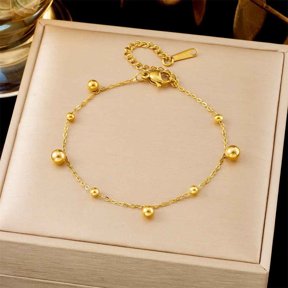 Brazalete Bolitas Fino Dorado - Acero Inoxidable 304 Dorado - Imagen 1
