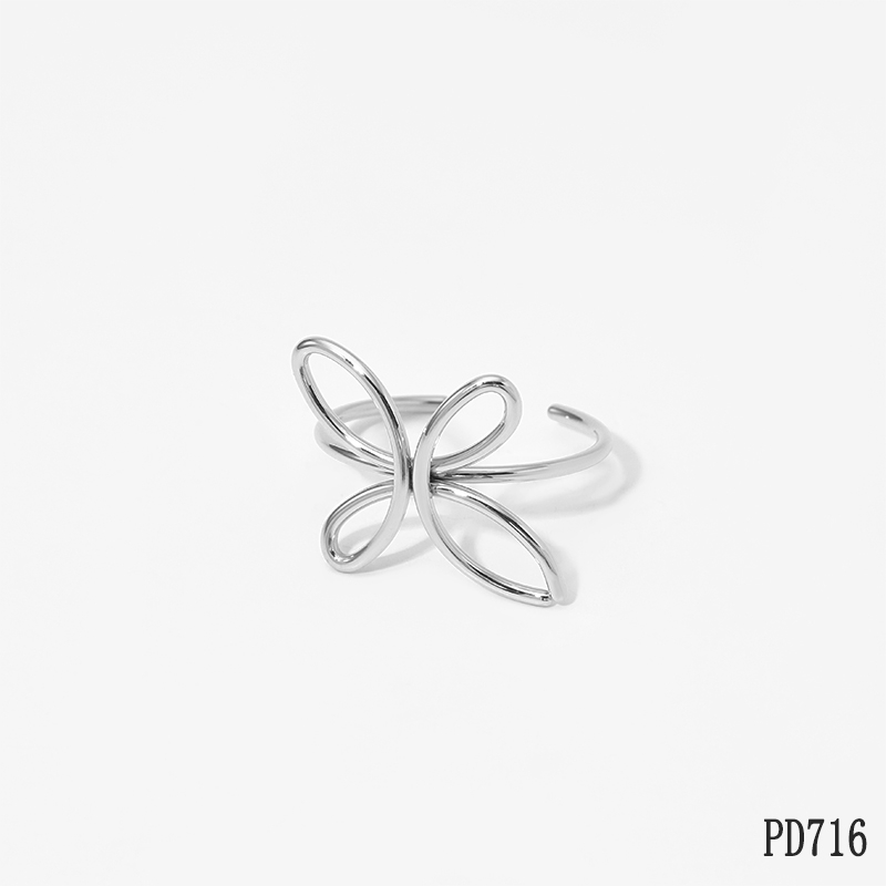 Anillo Abierto Mariposa Calada Plateado – Acero Inoxidable 316L | Diseño Femenino Ajustable - Imagen 1