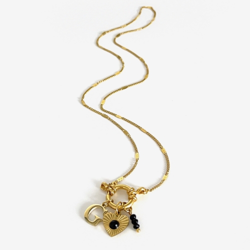 Collar Corazón Dije Mariposa Cristal - Acero Inoxidable 316L