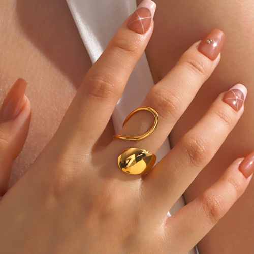 Anillo Abierto Solitario  – Acero Inoxidable 304 | Estilo Vintage Ajustable