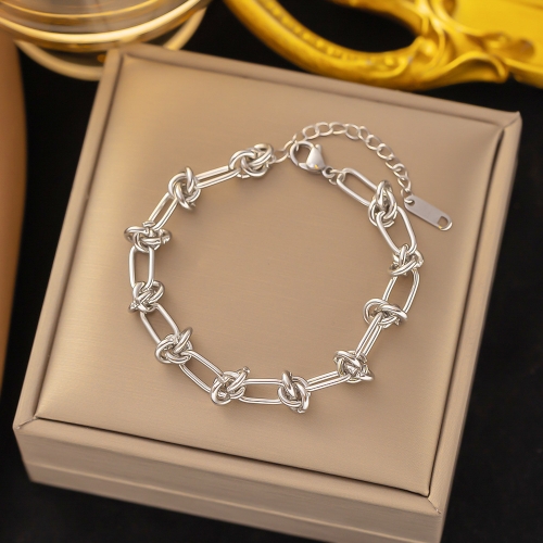 Pulsera Bangle Eslabones Ovalados Alternados Dorada – Acero Inoxidable 304 | Diseño Cadena Bambú