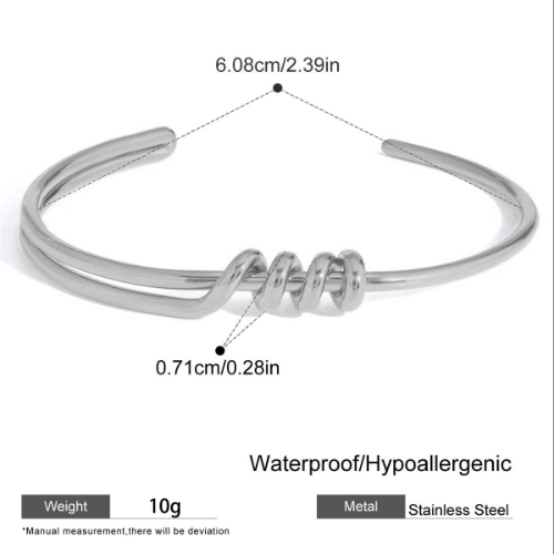 Pulsera Bangle Abierto con Detalle Bolitas Plateada – Acero Inoxidable 304 | Diseño Fino Ajustable