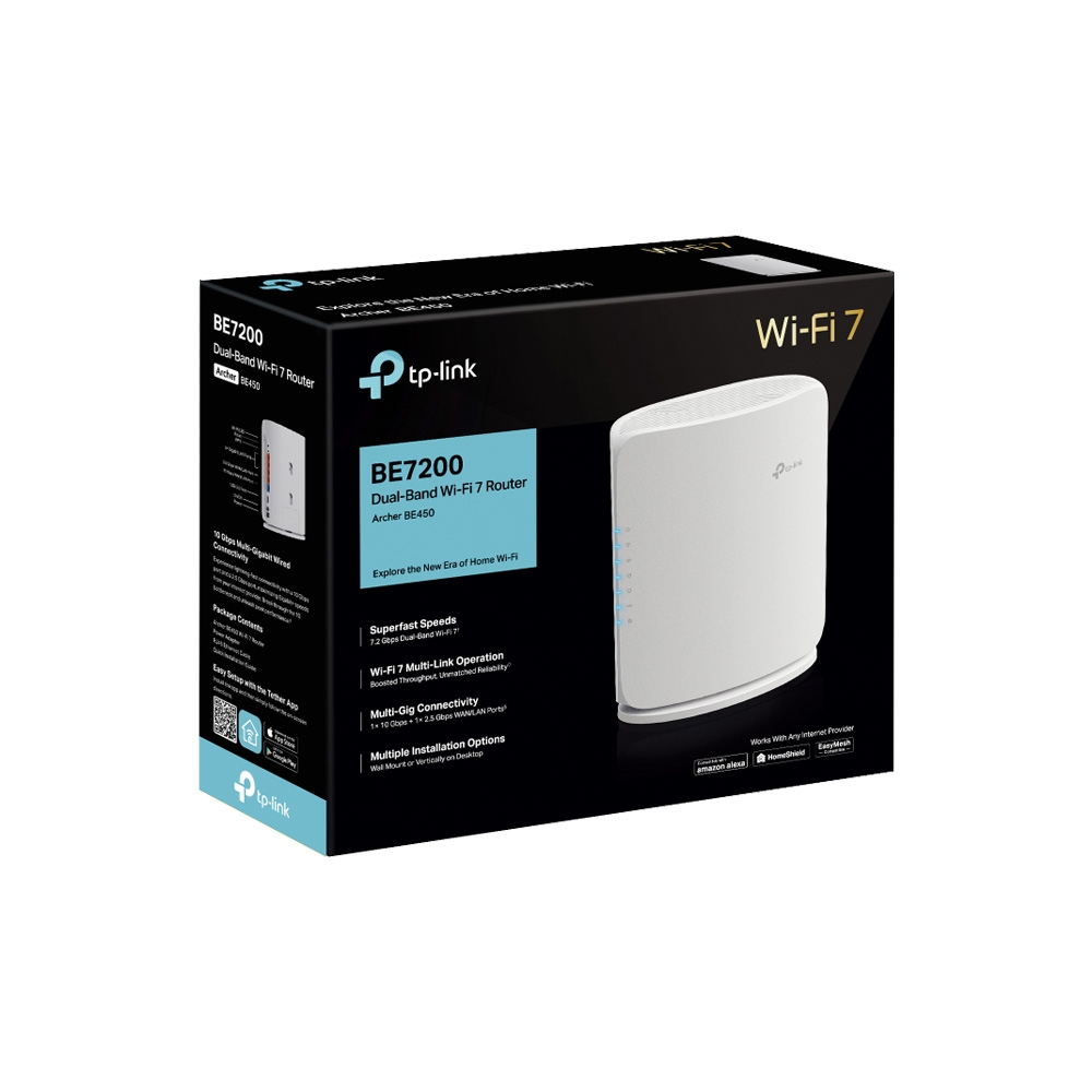 ROUTER TPLINK/ARCHER BE450 WIFI 7 / BE7200 /5 PUERTOS ETHERNET /CONEXION DE 10G Y 2.5G /PUERTO USB