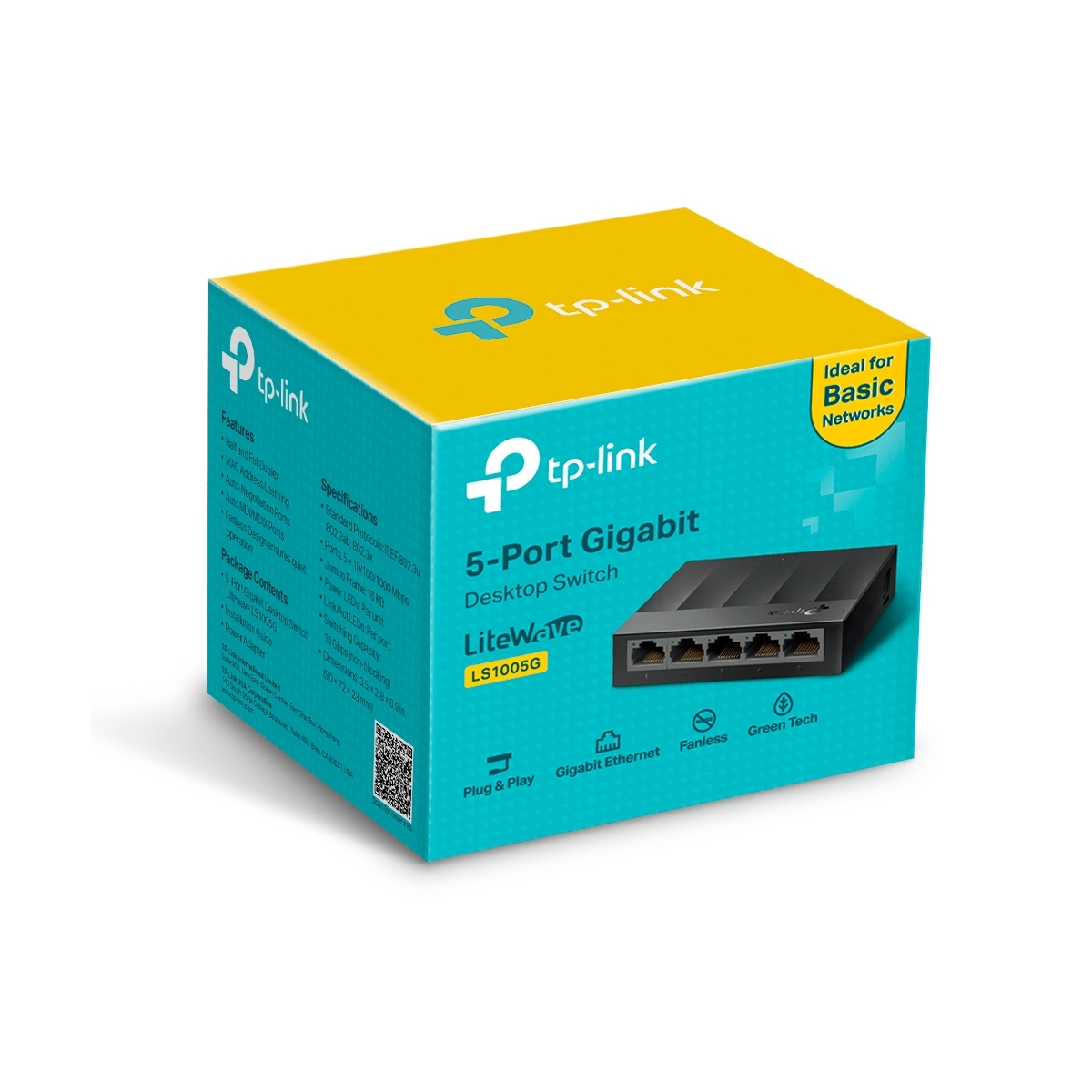 SWITCH TP-LINK LS1005G 5 PUERTOS GIGABIT, CUBIERTA PLASTICA, DISEÑO ESCRITORIO, PLUG & PLAY