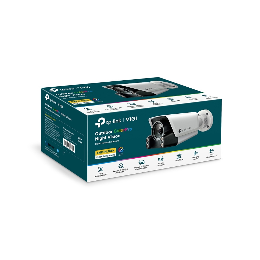 CAMARA TPLINK/VIGI C340S 4MM/EXTERIOR/COLOR PRO/4 MP/ANALISIS DE PERSONAS Y VEHICULOS/POE/AUDIO BI