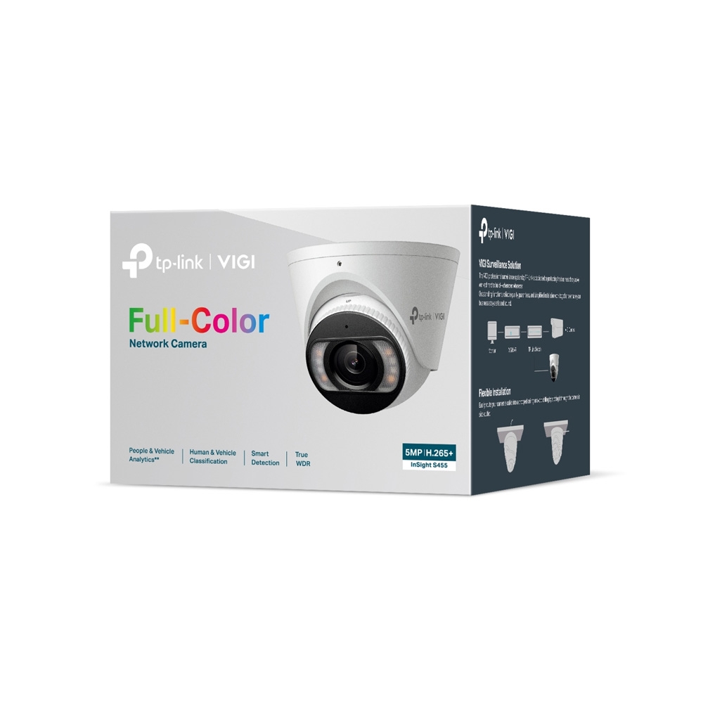 CAMARA TPLINK/VIGI INSIGHT S455 2.8MM/FULL COLOR/5MP/ANALISIS DE PERSONAS Y VEHICULOS / POE/ IP67