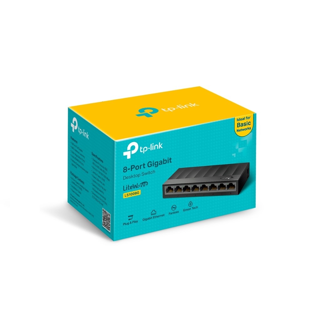 SWITCH TP-LINK LS1008G 8 PUERTOS GIGABIT ETHERNET, CUBIERTA PLASTICA, PLUG AND PLAY